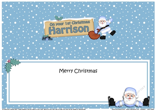 Large DL Merry 1st Christmas HARRISON insert