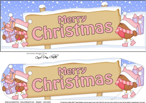 Large DL MERRY CHRISTMAS with Robins Signpost 3D decoupage
