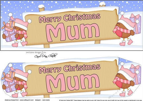 Large DL Merry Christmas MUM with Robins 3D decoupage