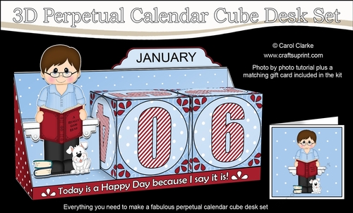 3D Everlasting Perpetual Calendar Desk Set Kit - Reading Man
