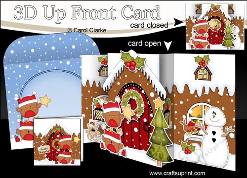 3D Up Front Card Kit -  Bobbin Robin is at the Christmas Gingerbread House