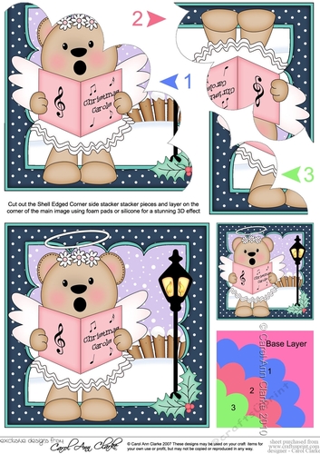 Cute Christmas Livvy Bear Angel Shell Edged Corner Stacker