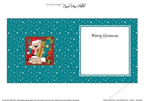 Cute Christmas Livvy Bear has an Xmas Present insert square landscape