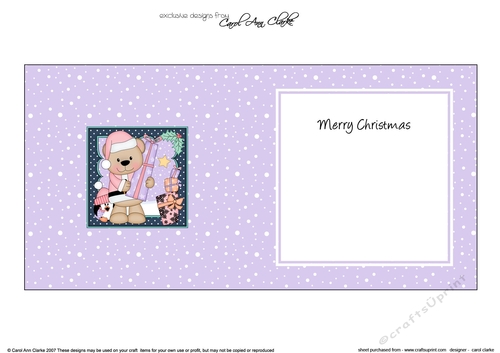 Cute Christmas Livvy Bear has an Xmas Present insert square landscape