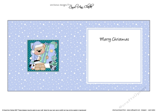 Cute Christmas Livvy Bear has an Xmas Present insert square landscape