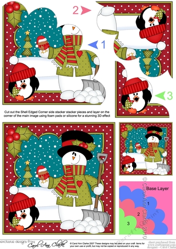 Christmas Snowman Rio has lots of Snowballs Shell Edged Corner side stacker
