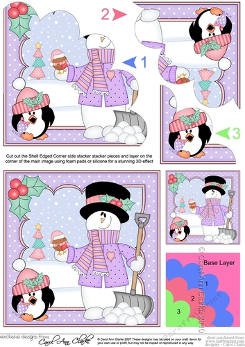 Christmas Snowman Rio has lots of Snowballs Shell Edged Corner side stacker