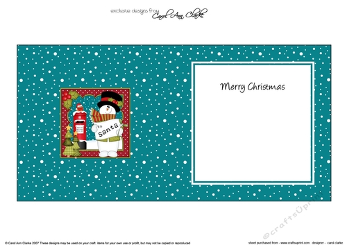 Christmas Snowman Rio has a Letter for Santa insert square landscape