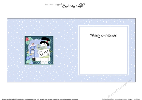 Christmas Snowman Rio has a Letter for Santa insert square landscape