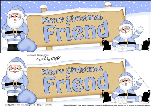 large DL Merry Christmas FRIEND with Santa 3D decoupage