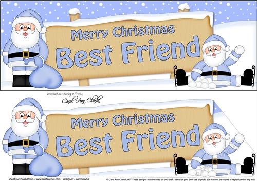 large DL Merry Christmas BEST FRIEND with Santa 3D decoupage