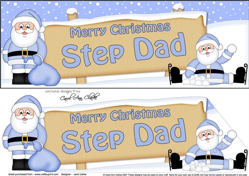large DL Merry Christmas STEP DAD with Santa 3D decoupage