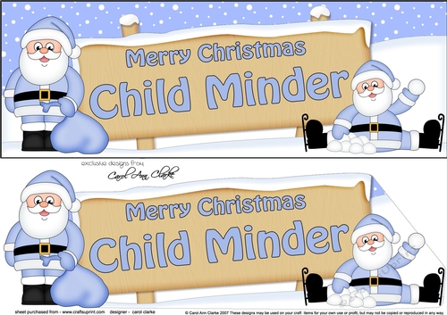 large DL Merry Christmas CHILD MINDER with Santa 3D decoupage