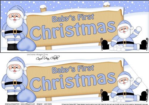 large DL Merry Christmas BABYS FIRST CHRISTMAS with Santa 3D decoupage
