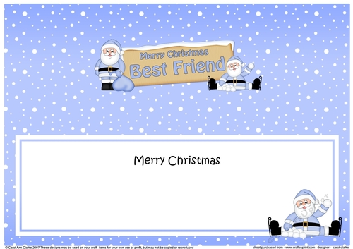 large DL Merry Christmas BEST FRIEND with Santa insert