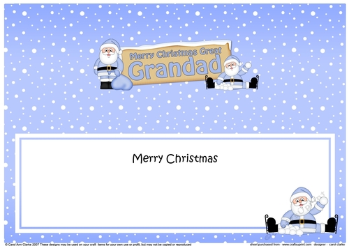 large DL Merry Christmas GREAT GRANDAD with Santa insert