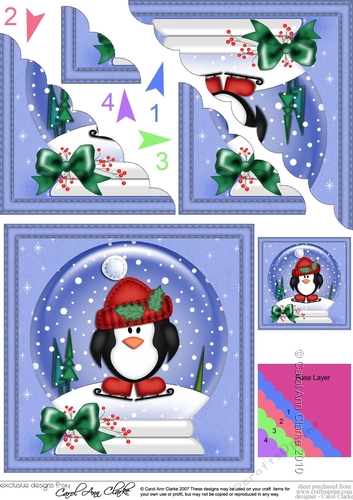 Christmas Snowglobe Pip Penguin Scallop Corner side stacker Topper