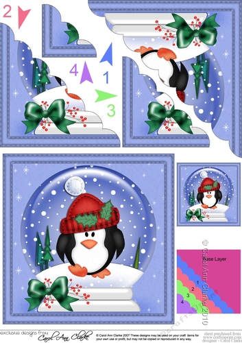 Christmas Snowglobe Pip Penguin Scallop Corner side stacker Topper