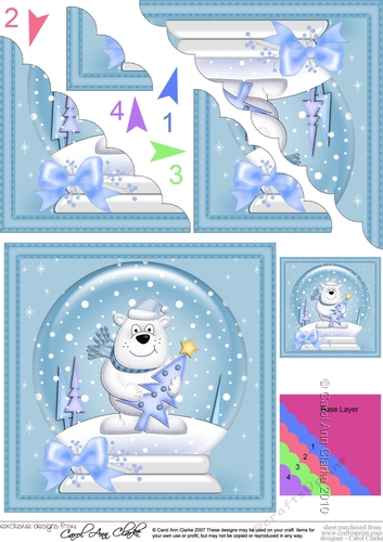 Christmas Snowglobe Polar Bear Scallop Corner side stacker Topper