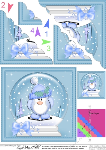 Christmas Snowglobe Pip Penguin Scallop Corner side stacker Topper