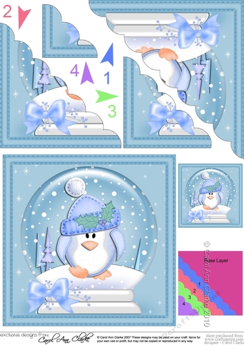 Christmas Snowglobe Pip Penguin Scallop Corner side stacker Topper