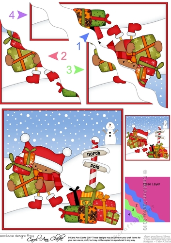  Christmas Bobbin Robin is at the North Pole Wavy Corner side stacker Topper