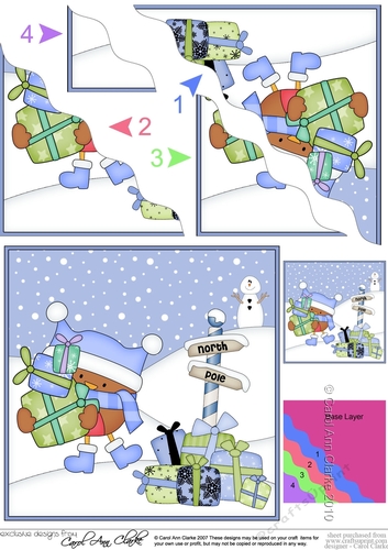  Christmas Bobbin Robin is at the North Pole Wavy Corner side stacker Topper