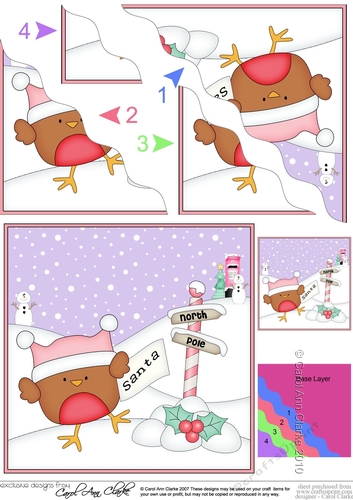  Christmas Bobbin Robin is at the North Pole Wavy Corner side stacker Topper