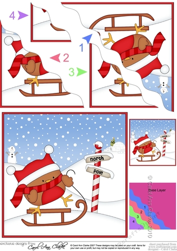  Christmas Bobbin Robin is at the North Pole Wavy Corner side stacker Topper