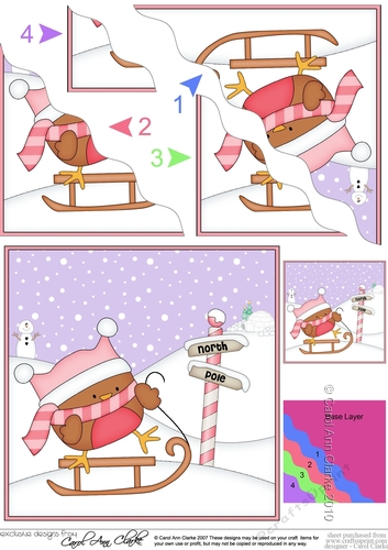  Christmas Bobbin Robin is at the North Pole Wavy Corner side stacker Topper