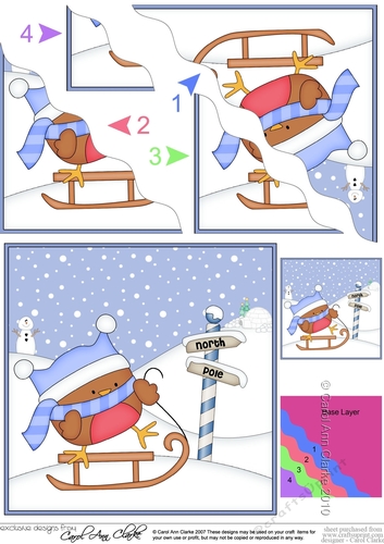  Christmas Bobbin Robin is at the North Pole Wavy Corner side stacker Topper