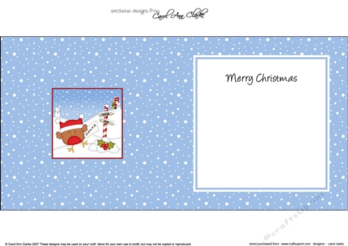 Christmas Bobbin Robin is at the North Pole insert square landscape