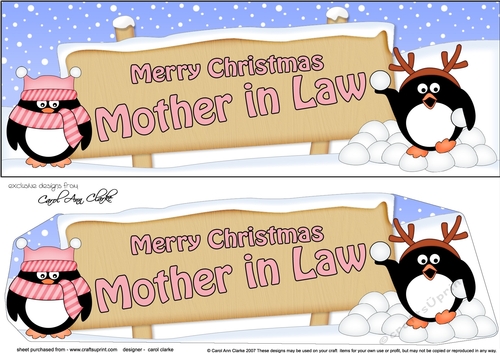 large DL Merry Christmas MOTHER IN LAW with Penguins 3D decoupage