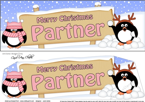 large DL Merry Christmas PARTNER with Penguins 3D decoupage