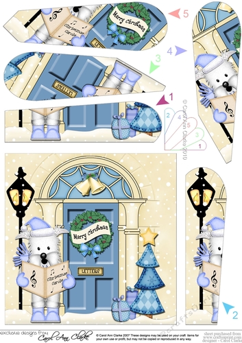 Westie Dog is at the Christmas Door Fan Pyramage Topper
