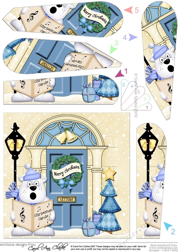 Cute Polar Bear is at the Christmas Door Fan Pyramage Topper