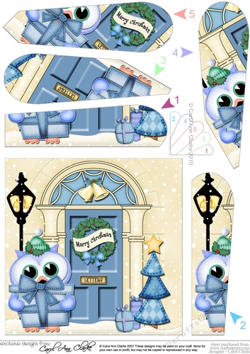 Cute Little Hoot Owl is at the Christmas Door Fan Pyramage Topper