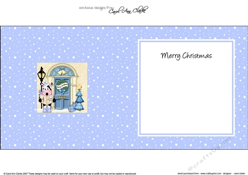 Cute Milly Moo Cow is at the Christmas Door matching insert square landscape