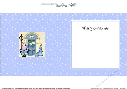 Cute Milly Moo Cow is at the Christmas Door matching insert square landscape