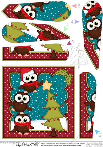 Christmas Little Hoot Owl & Friends add the Star to the Xmas Tree Fan Pyramage Topper