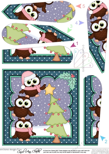 Christmas Little Hoot Owl & Friends add the Star to the Xmas Tree Fan Pyramage Topper