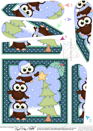 Christmas Little Hoot Owl & Friends add the Star to the Xmas Tree Fan Pyramage Topper