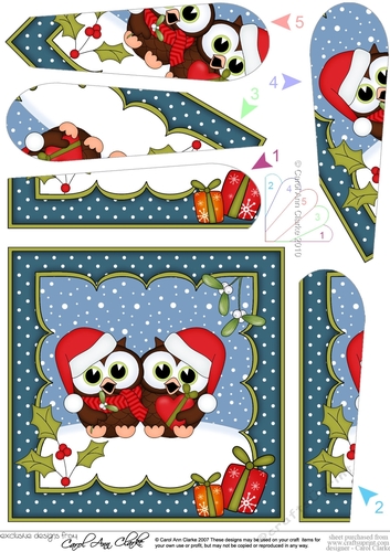 Christmas Little Hoot Owls are in Love Fan Pyramage Topper