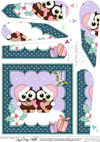 Christmas Little Hoot Owls are in Love Fan Pyramage Topper