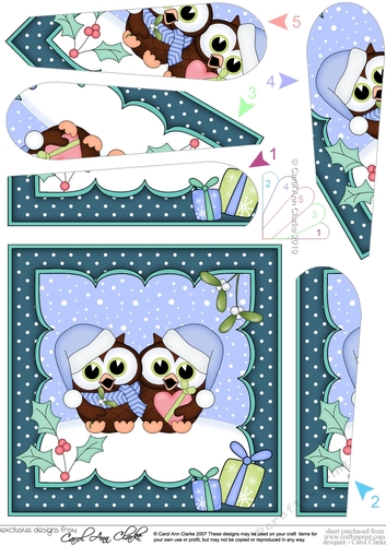 Christmas Little Hoot Owls are in Love Fan Pyramage Topper