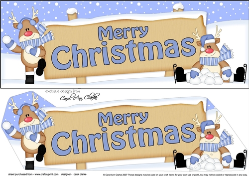 large DL MERRY CHRISTMAS with Rudolph 3D decoupage
