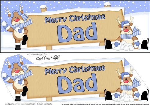 large DL Merry Christmas DAD with Rudolph 3D decoupage