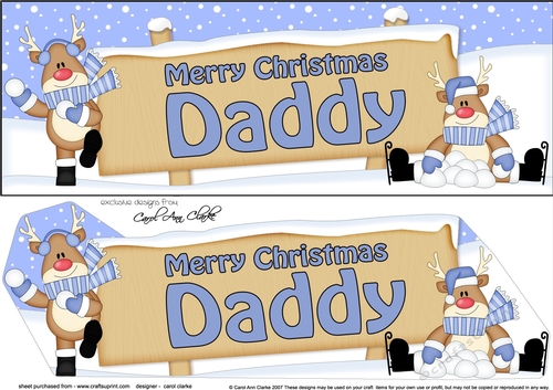 large DL Merry Christmas DADDY with Rudolph 3D decoupage
