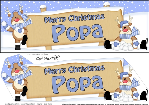 large DL Merry Christmas POPA with Rudolph 3D decoupage