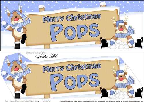 large DL Merry Christmas POPS with Rudolph 3D decoupage
